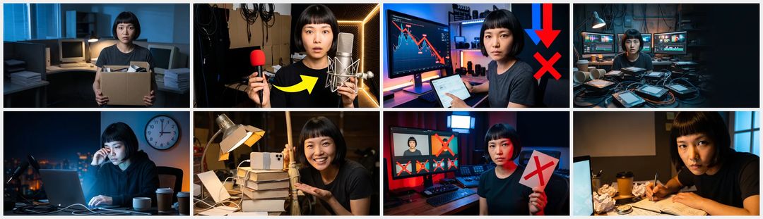 De afgeronde set van 8 YouTube-thumbnails