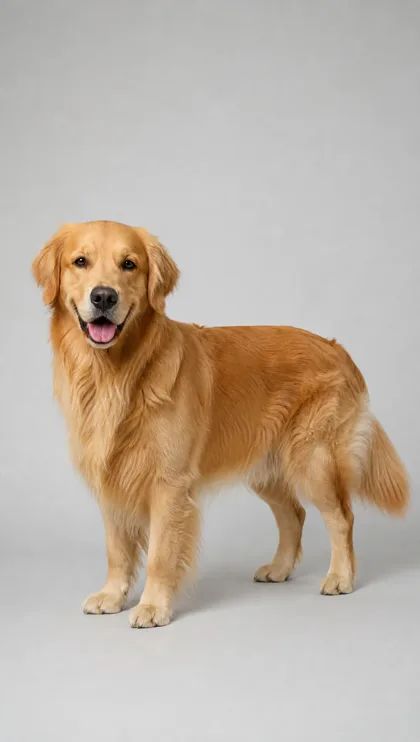 Golden retriever trial photo with a clear body outline and all four paws visible