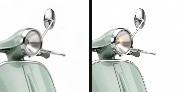 The same crop: 540p on the left, 2K on the right